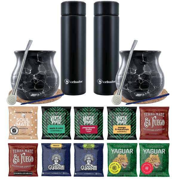 Yerba Mate Termo Bombilla Set para Dos 500g