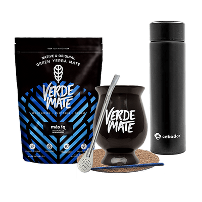 Juego Yerba Verde Mate MAS IQ 500g Termo Calabaza