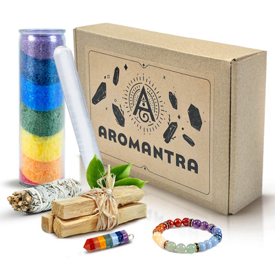 Set de regalo para rituales y trabajo con los chakras: incienso + vela + joyas