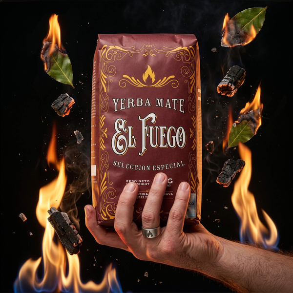 Set de Yerba Mate: El Fuego Elaborada 1kg + Calabaza + Bombilla