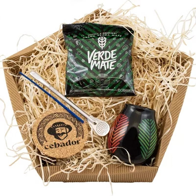 Set de regalo de Yerba Mate: Verde Mate Frutos Tropicales 50g + Calabaza + Bombilla