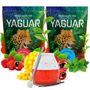 Yaguar juego yerba mate cerámica calabaza bombilla