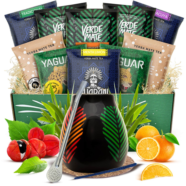 Yerba Mate set de inicio Calabaza + Bombilla 10x50g