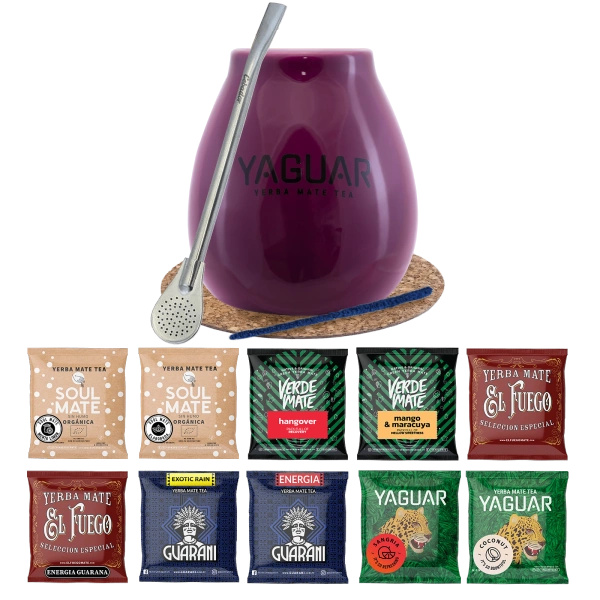 Yerba Mate kit de inicio calabaza Bombilla 10x50g