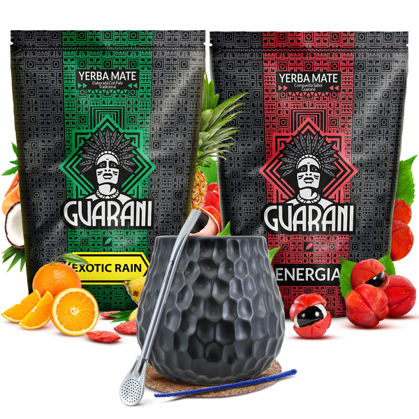 Juego yerba mate Guarani 2x500g cerámica calabaza bombilla