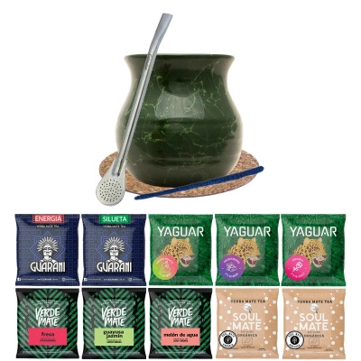 Yerba mate set Verde Mate Green 500g Calabaza 10x50g