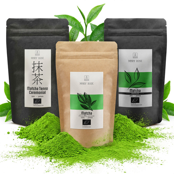 Set de 3 tés matcha ecológicos de Japón: ceremonial + premium + culinario