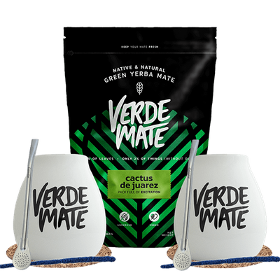 Yerba Mate Set para parejas y principiantes Verde Mate Cactus de Juarez 500g