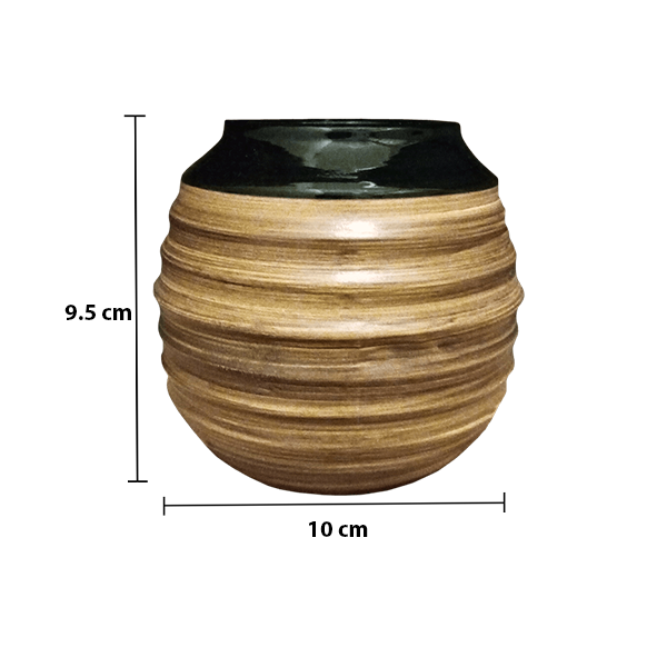 Calabaza de cerámica "Miel" - negra vidriada - 350 ml