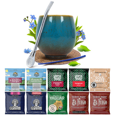 Yerba Mate 10x50g 500g set de muestras + accesorios