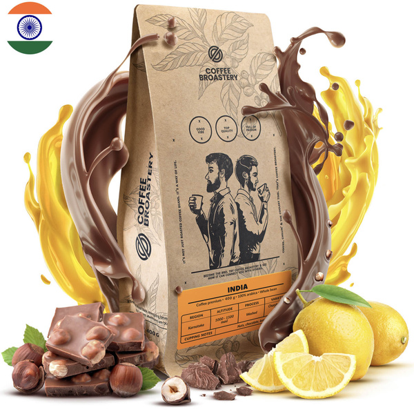 Bro Coffee Roastery - Café arábica en grano India Karnataka Premium 400 g