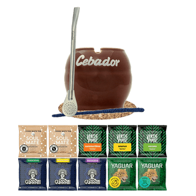 Set de Yerba Mate 10x50g Calabaza + Bombilla