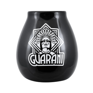 Calabaza de cerámica con logo "Guarani" - 350 ml - negra