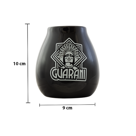 Calabaza de cerámica con logo "Guarani" - 350 ml - negra