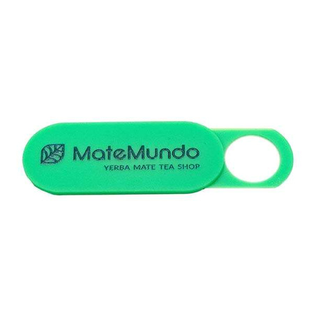 Tapa de la cámara con el logotipo de MateMundo (verde)